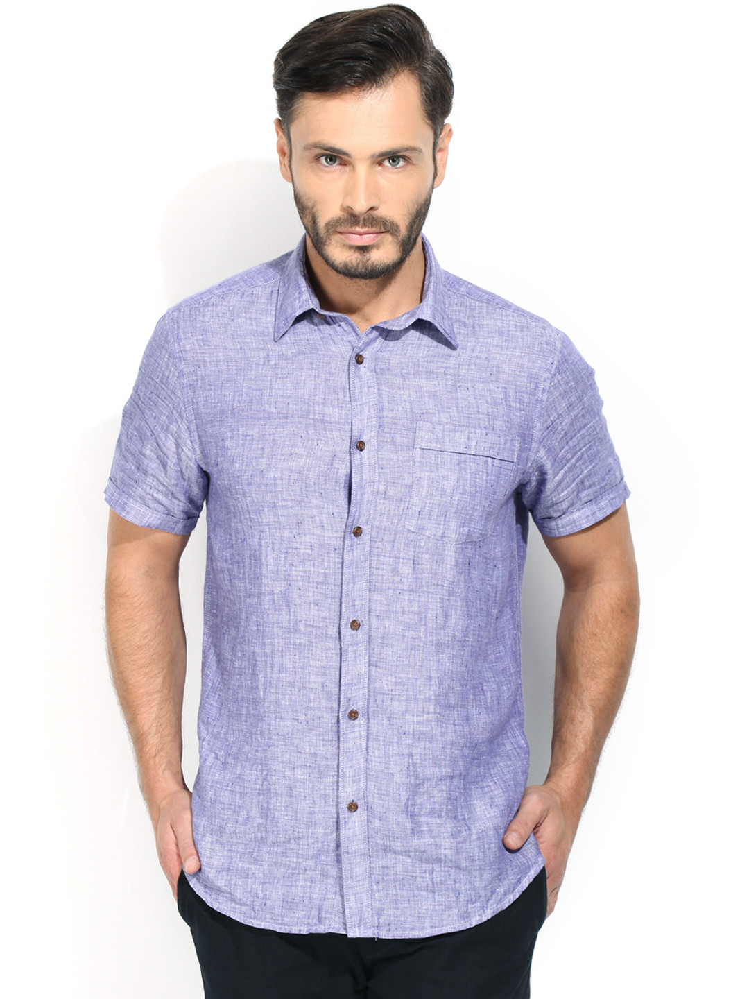 Buy Blackberrys Lavender Linen Slim Fit Smart Casual Shirt Shirts for