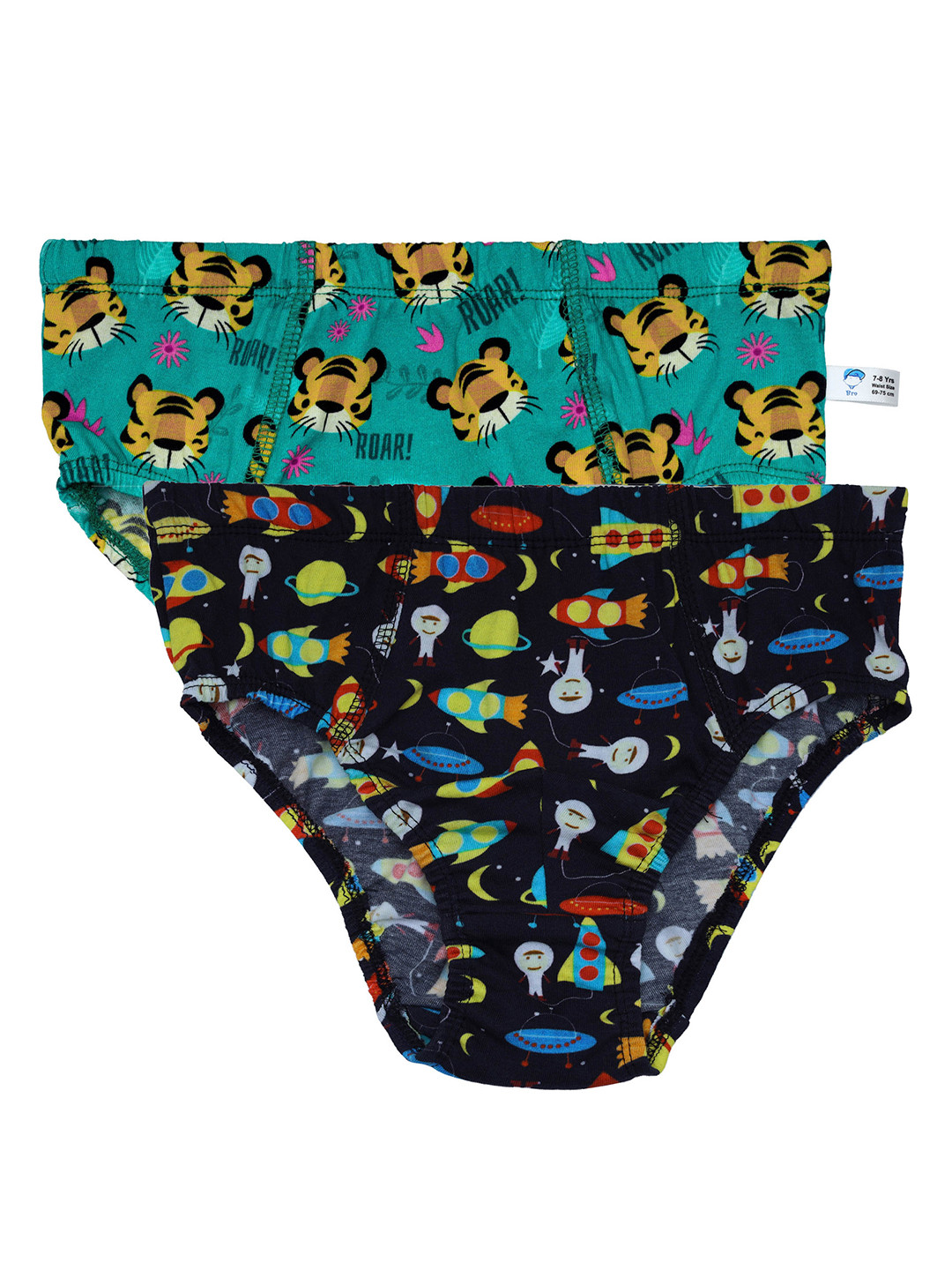 Buy DChica Boys Pack Of 2 Black & Blue Printed Basic Briefs DCBFNV6402//4 5 Briefs for Boys