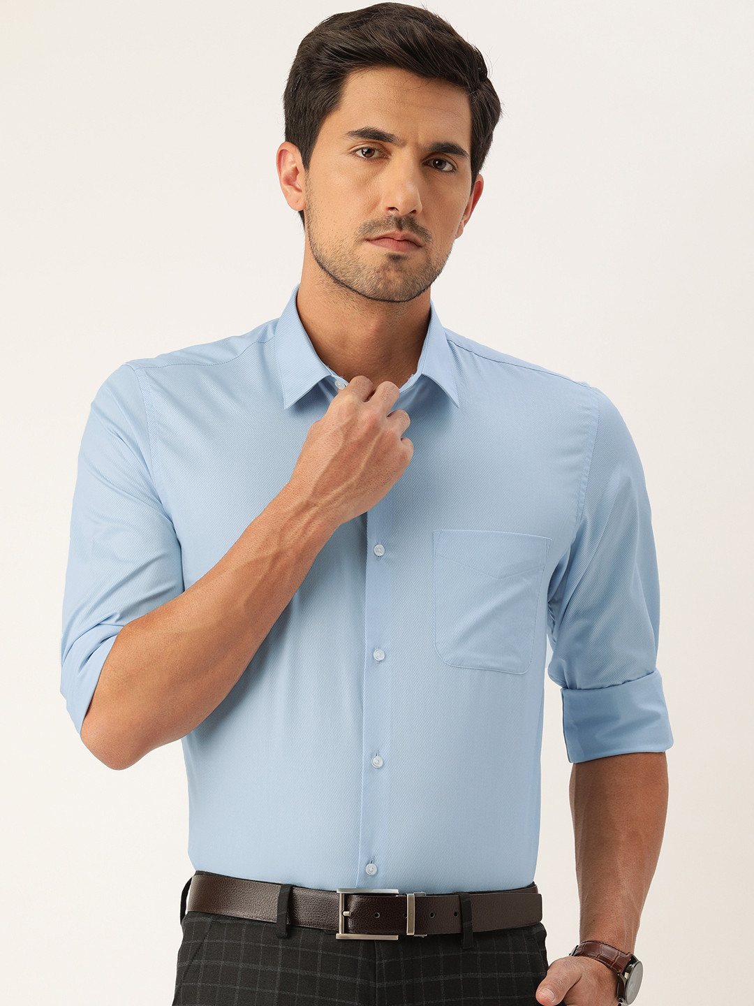 Buy Peter England Men Blue Slim Fit Self Design Formal Shirt Shirts