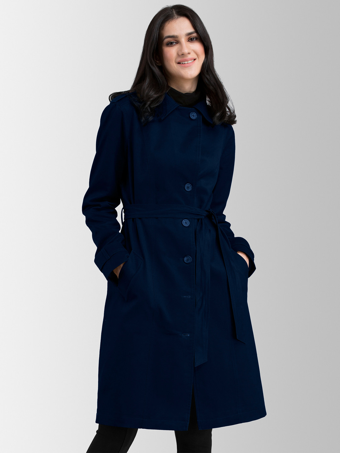 Buy FableStreet Women Navy Blue Solid Duster Jacket Jackets for Women