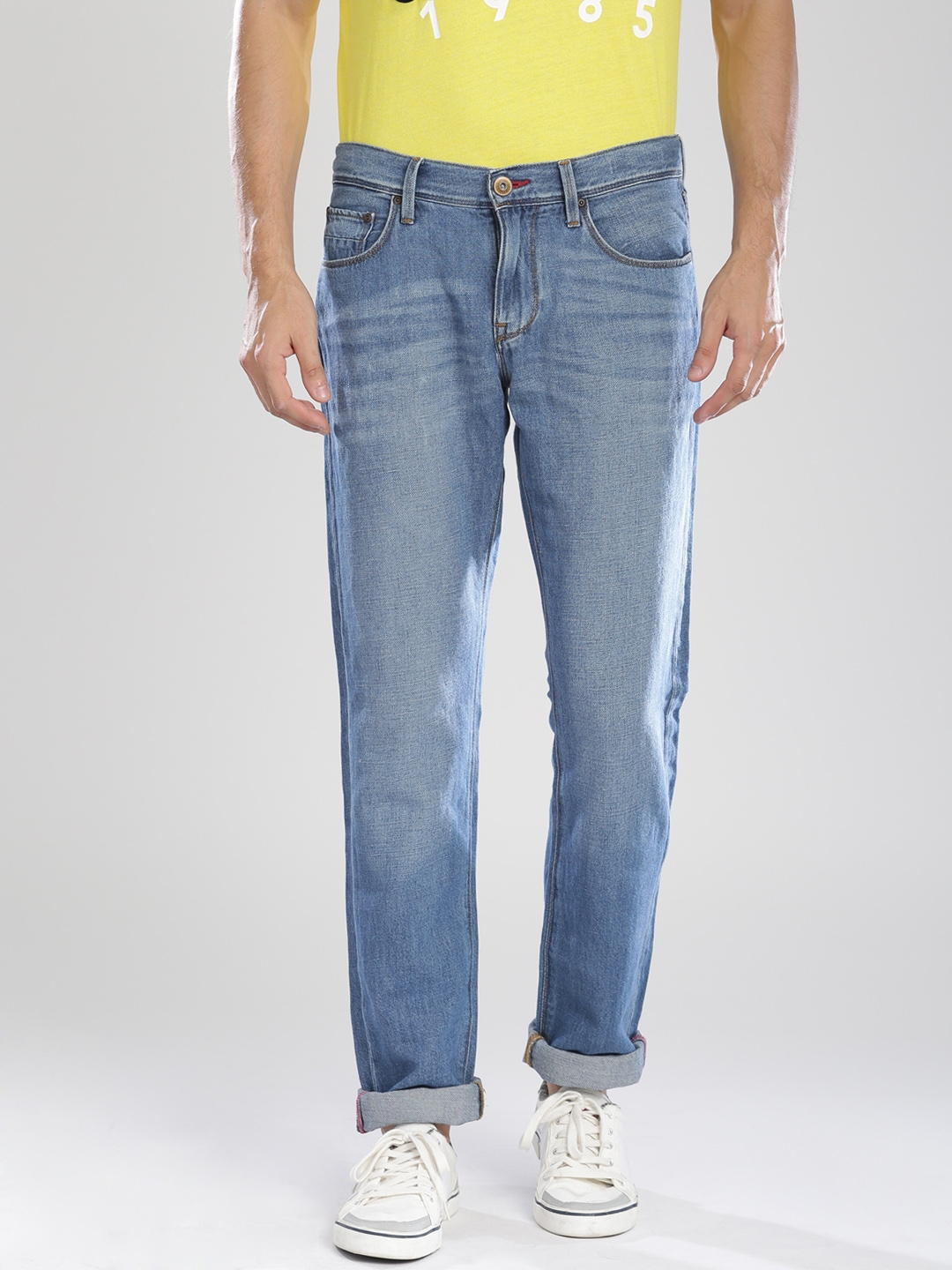 Buy Tommy Hilfiger Blue Washed Denton Straight Fit Jeans - Jeans for ...