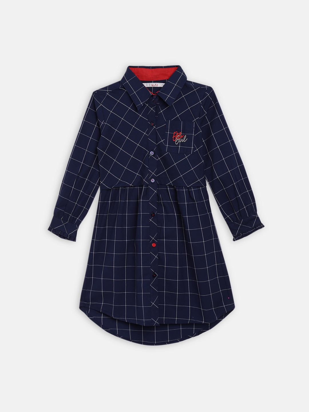 Buy ELLE Girls Navy Blue Checked Shirt Dress - Dresses for Girls ...