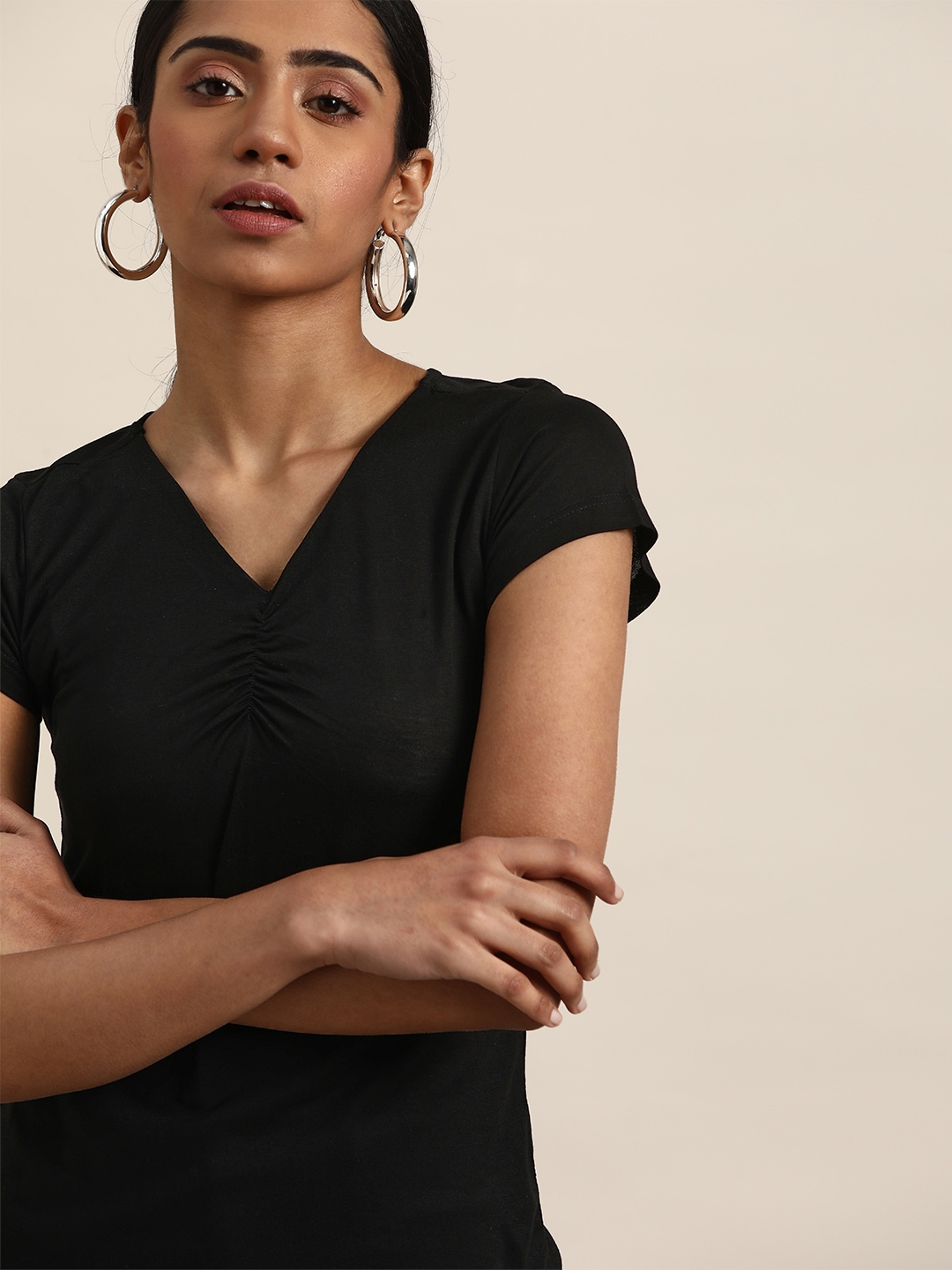 v neck tops myntra