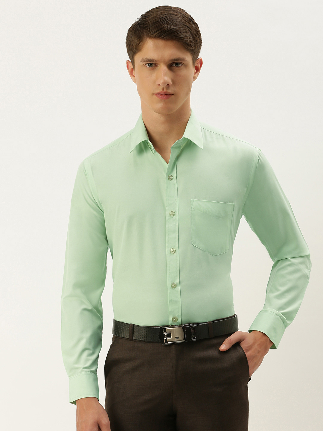 Buy English Navy Men Green Slim Fit Solid Formal Shirt Shirts for Men