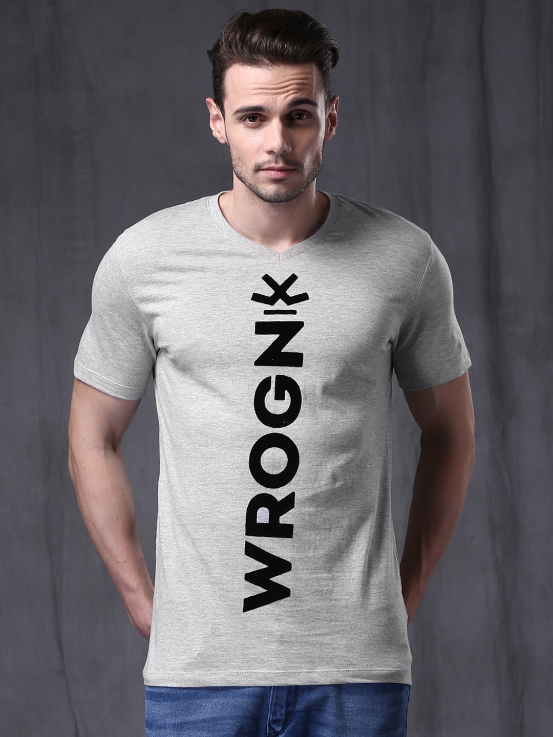 Buy WROGN Grey Melange Printed T Shirt - Tshirts for Men 1320998 | Myntra