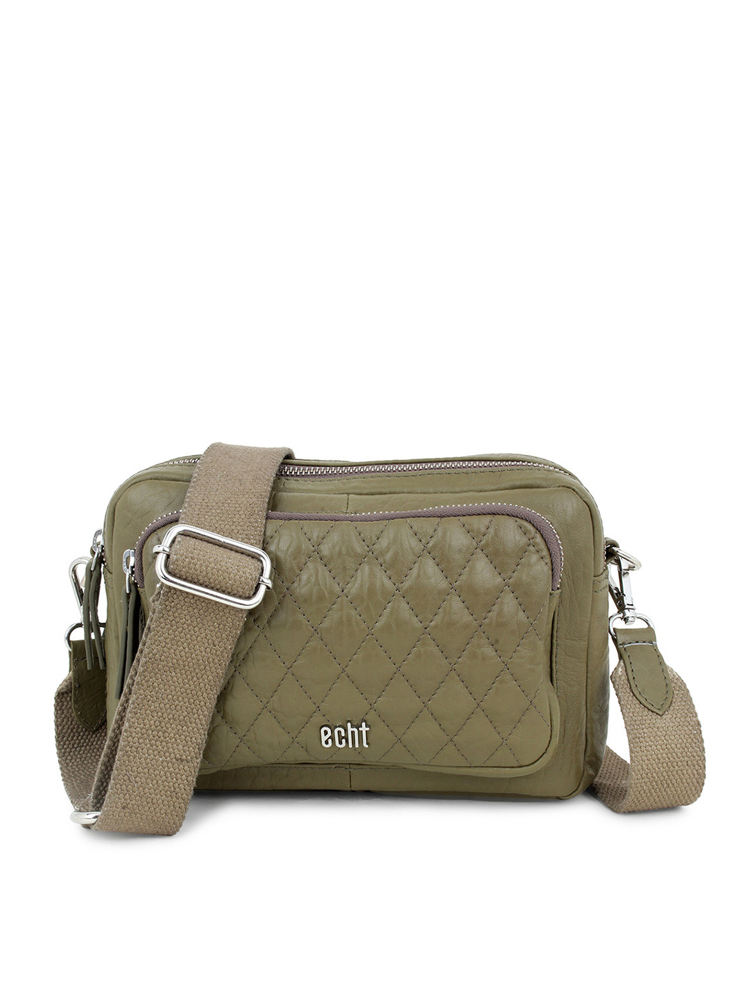 Buy Echt Olive Green Textured Leather Sling Bag Handbags for Women