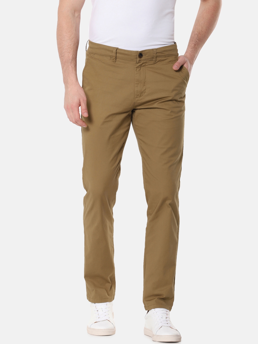 Buy SELECTED Men Camel Brown Slim Fit Solid Chinos - Trousers for Men ...