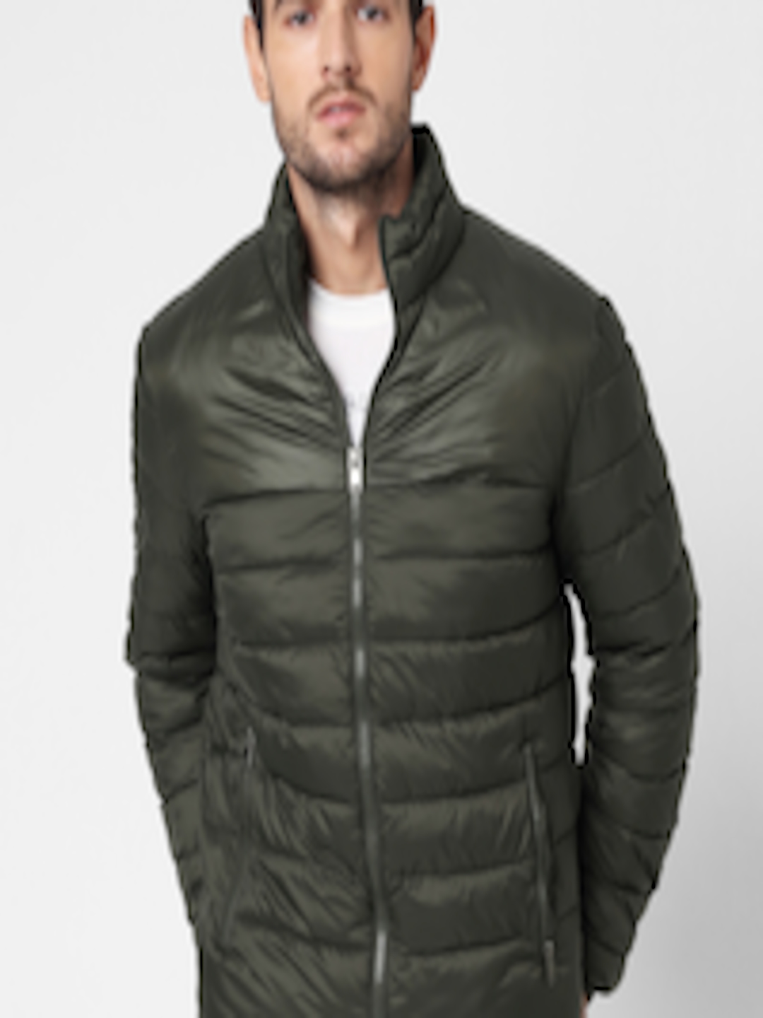 Buy SELECTED Men Olive Green Thinsulate Puffer Jacket - Jackets for Men ...