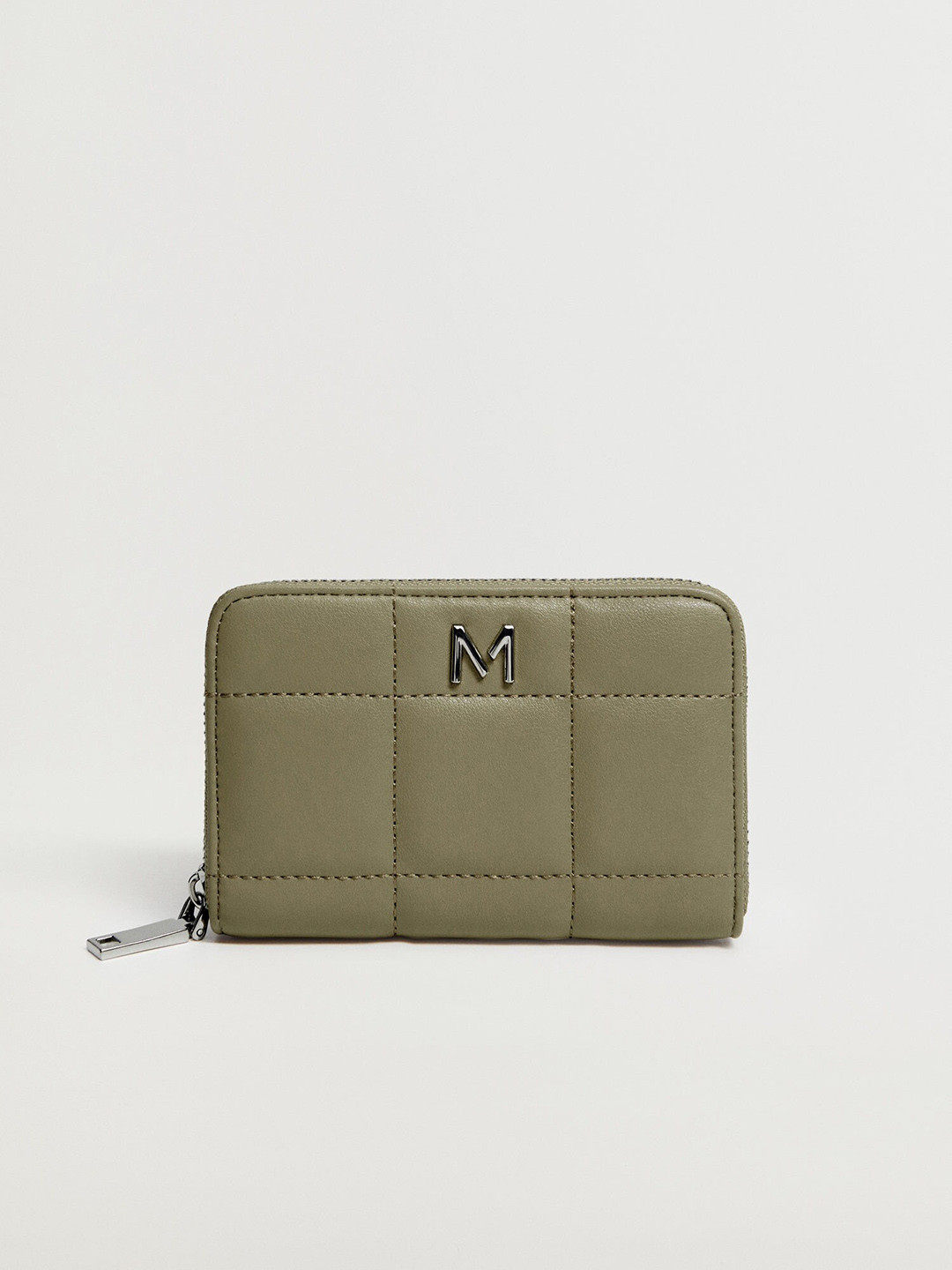 Buy MANGO Women Olive Green Quilted Zip Around Wallet Wallets for