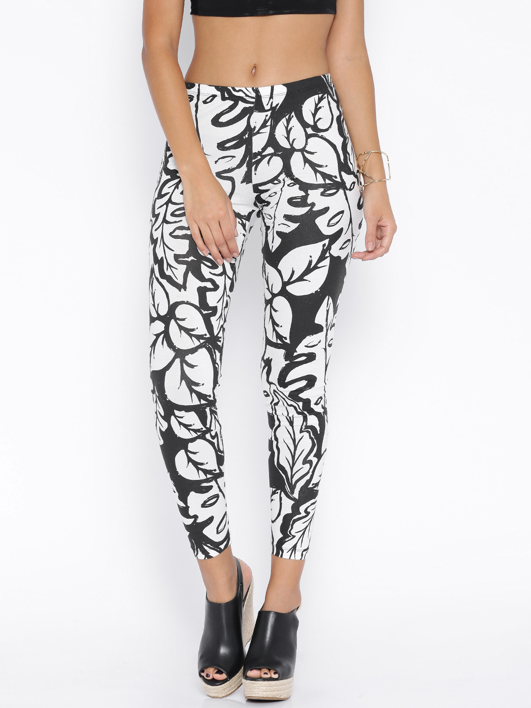 Buy ONLY Black & White Print Stretch Leggings Leggings for Women