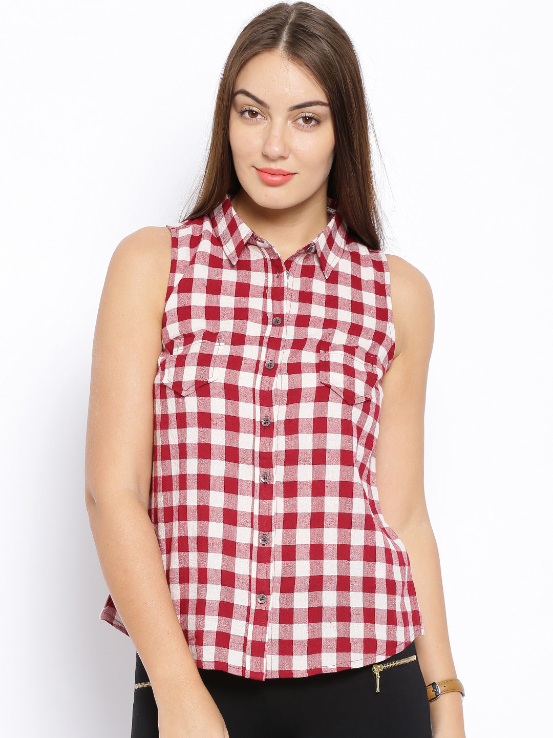 cream checked shirt womens