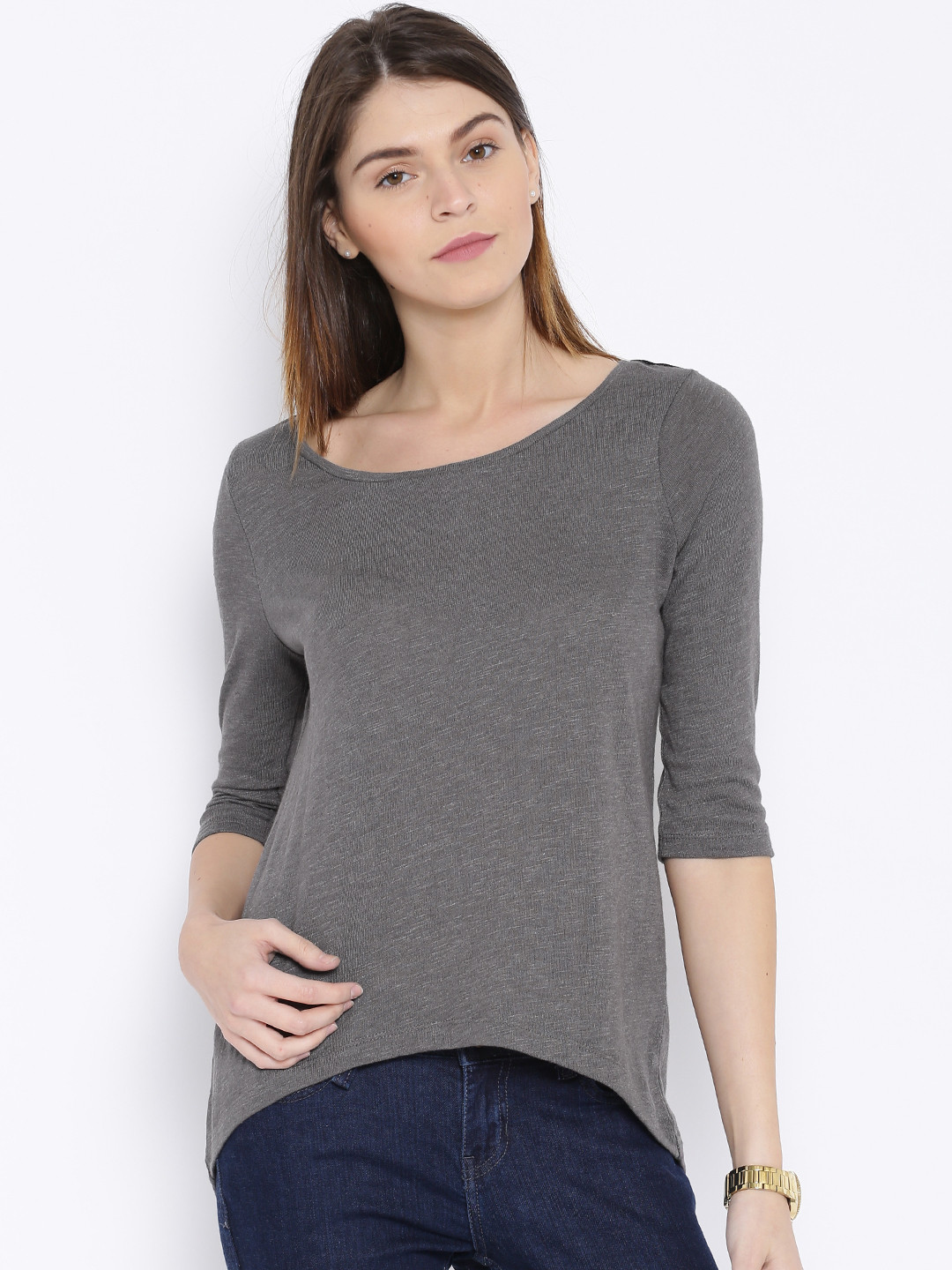 Buy ONLY Grey High Low Top - Tops for Women 1323901 | Myntra