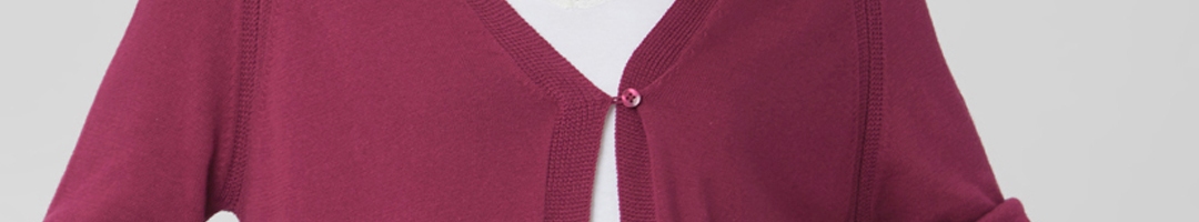 Buy Vero Moda Women Magenta Pink Solid Cardigan Sweater - Sweaters for ...