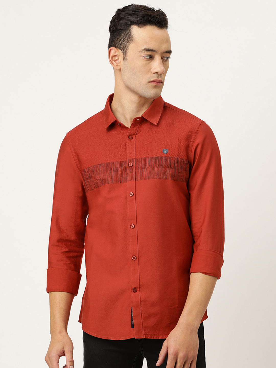 Buy Being Human Clothing Men Rust Orange Slim Fit Solid Casual Shirt