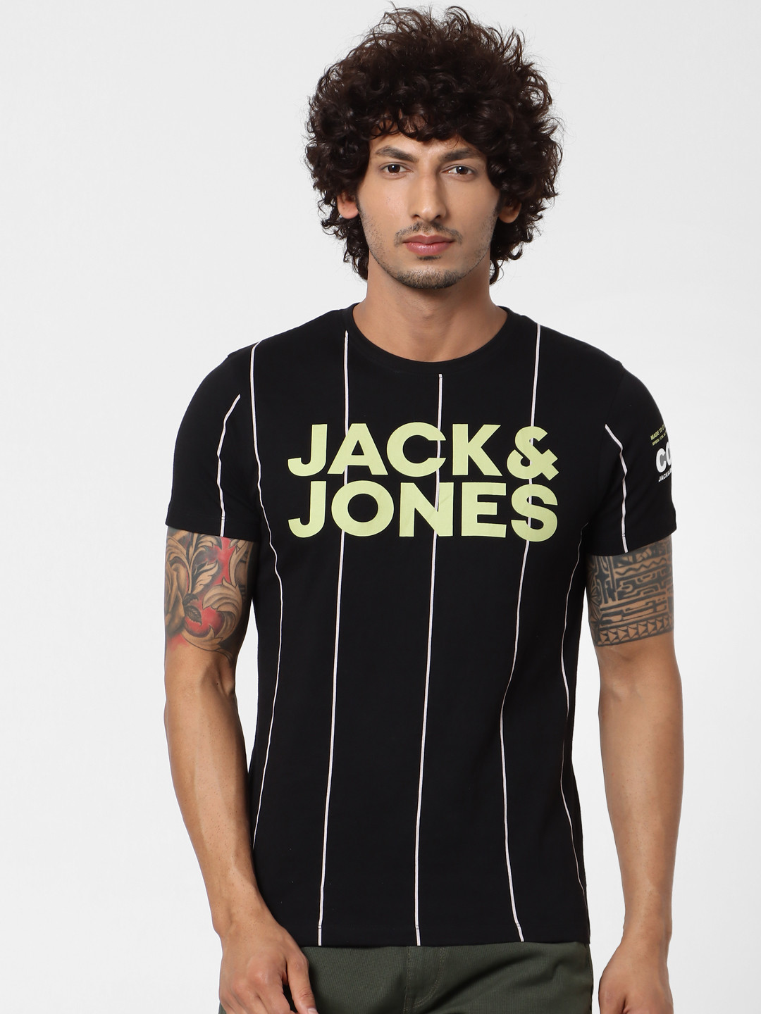 Buy Jack & Jones Men Black Printed Round Neck T Shirt Tshirts for Men