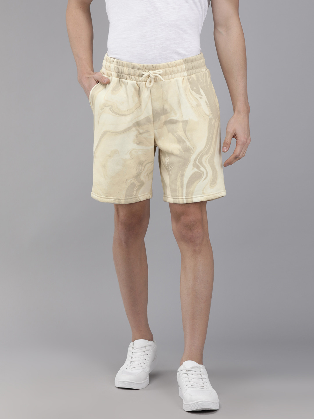 Buy Jack & Jones Men Beige Printed Slim Fit Regular Shorts Shorts for