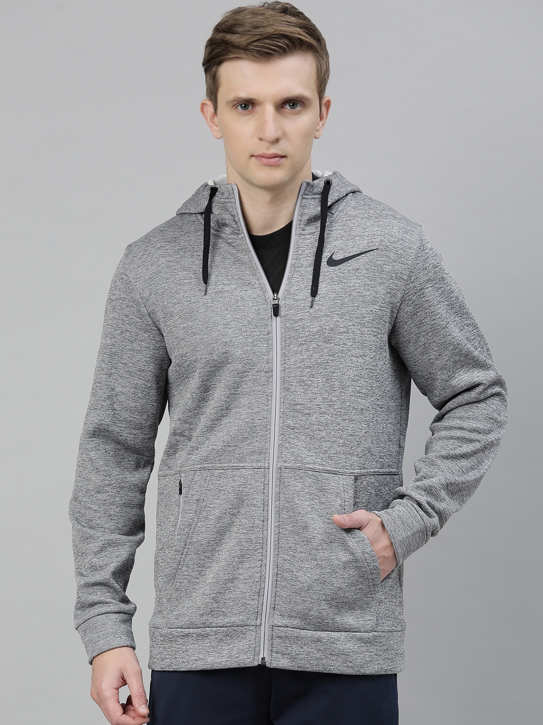 Buy Nike Men Grey Melange Solid Sporty Jacket - Jackets for Men ...