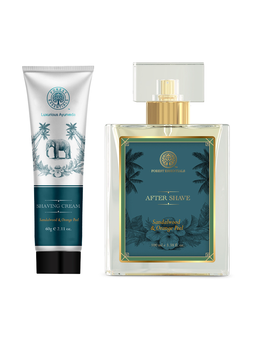 Buy Forest Essentials Set Of Sandalwood Orange Peel Shaving Cream