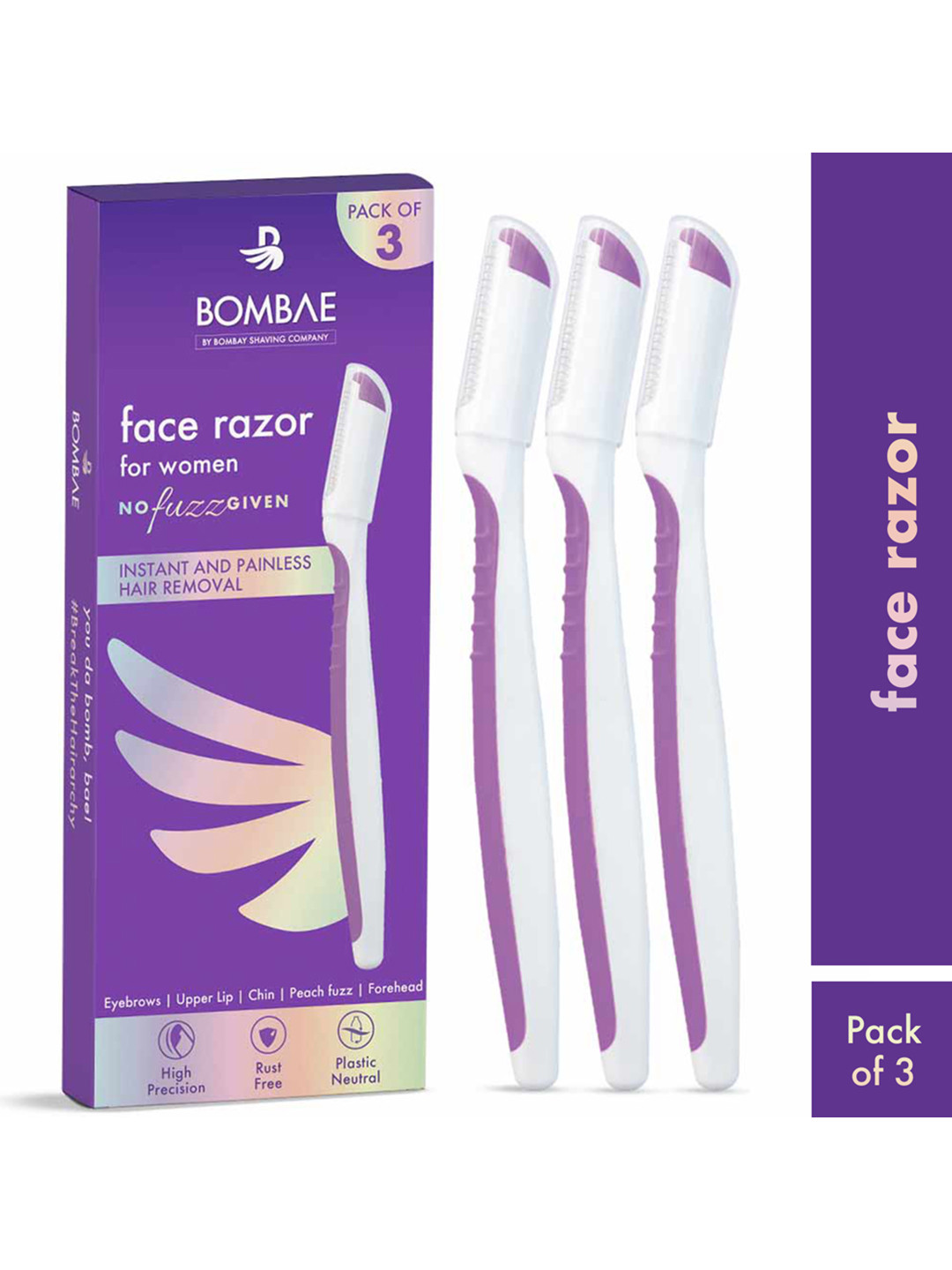 Buy BOMBAE Women Pack Of 3 Face Razor For Facial Hair Removal At Home