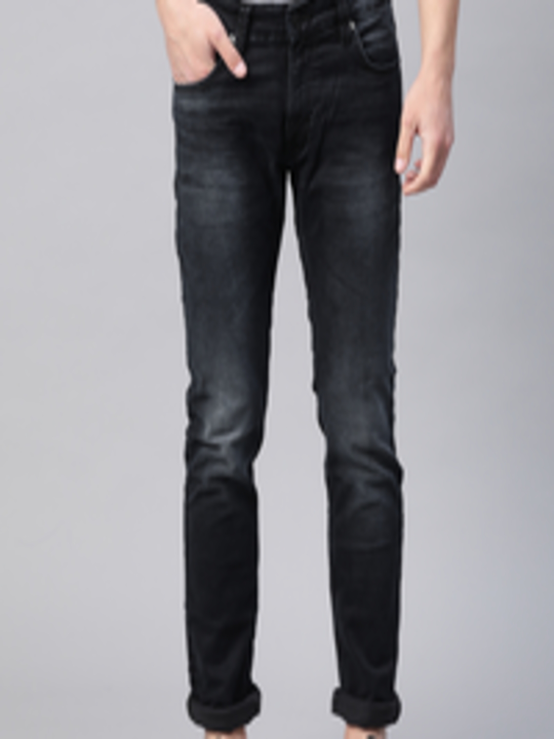 Buy SPYKAR Men Black Slim Fit Low Rise Clean Look Stretchable Jeans ...