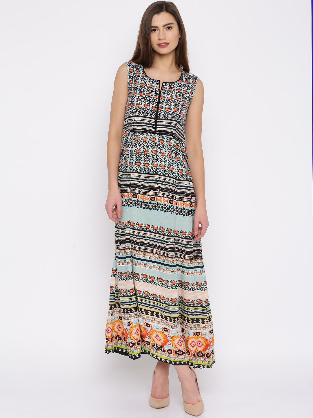 Buy BIBA Multicoloured Printed Maxi Dress Dresses for Women 1327215