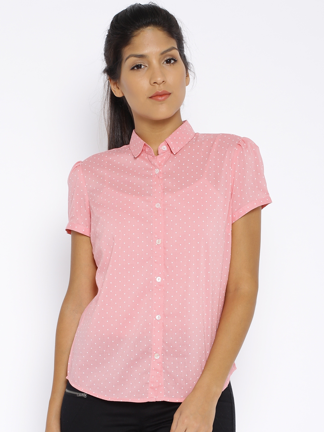 Buy Wills Lifestyle Classic Pink Polka Dot Print Shirt - Shirts for ...