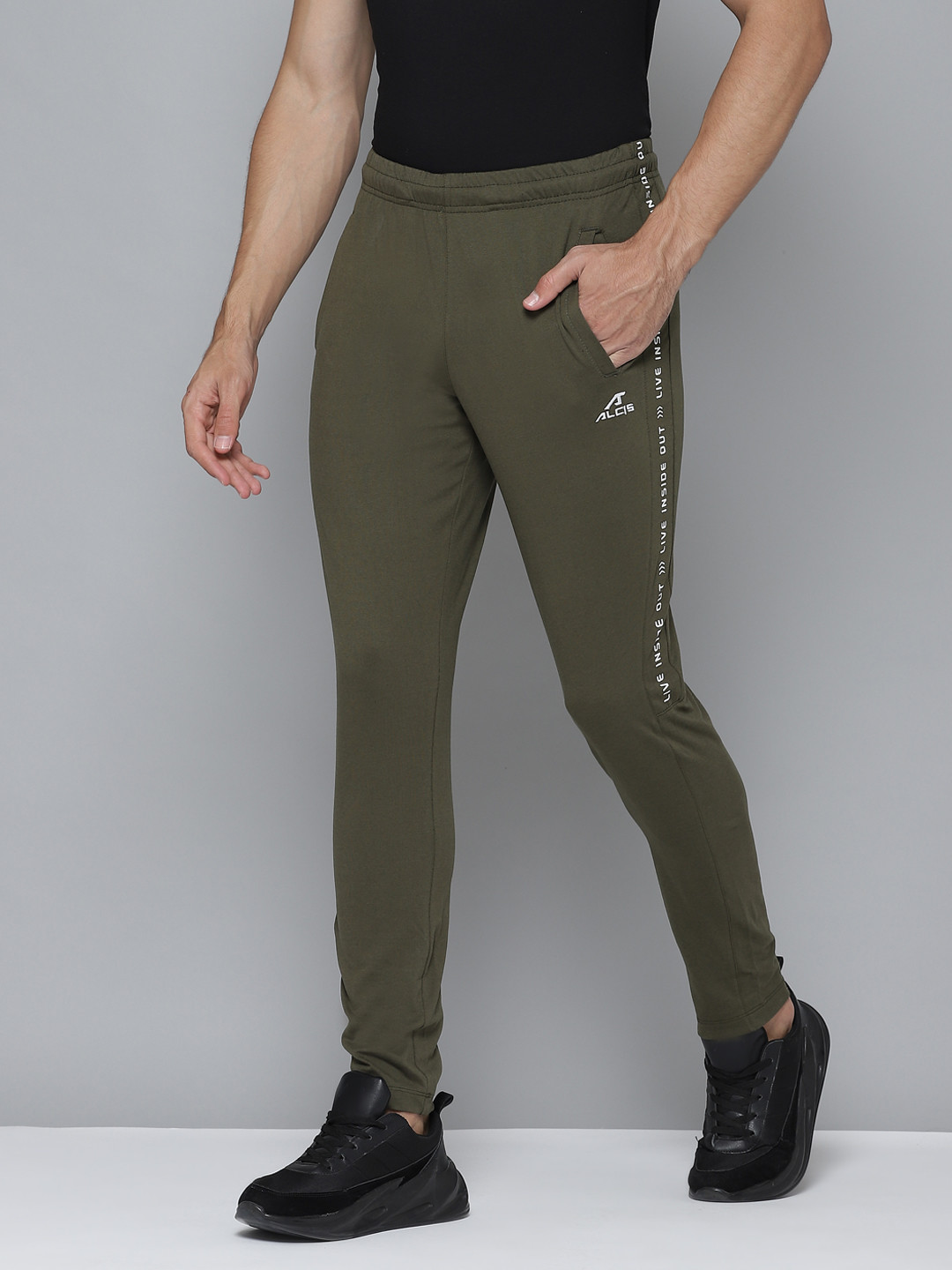Buy Alcis Men Olive Green Solid Regular Fit Track Pants Track Pants