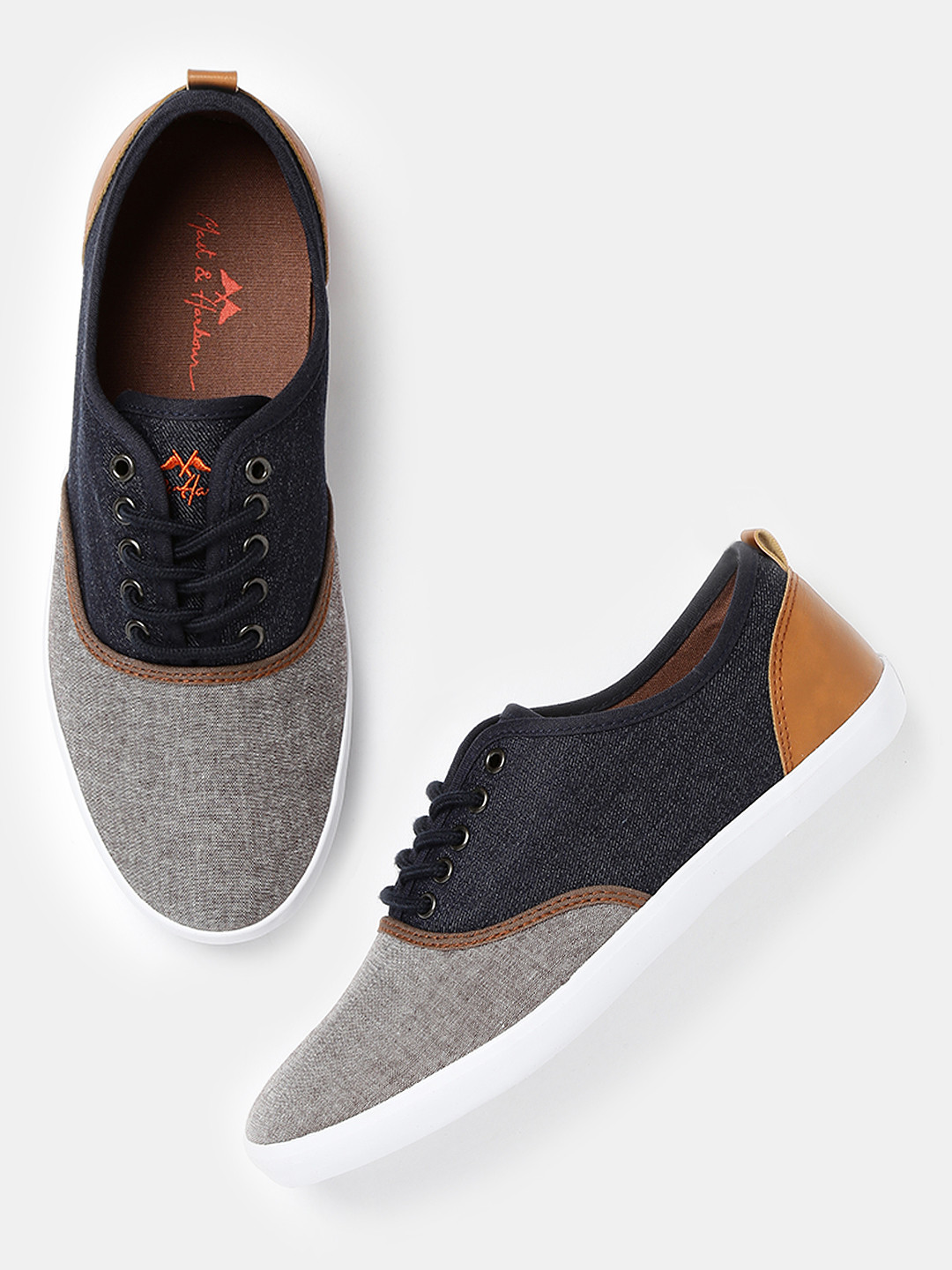 Buy Mast & Harbour Men Navy & Brown Colourblocked Sneakers Casual