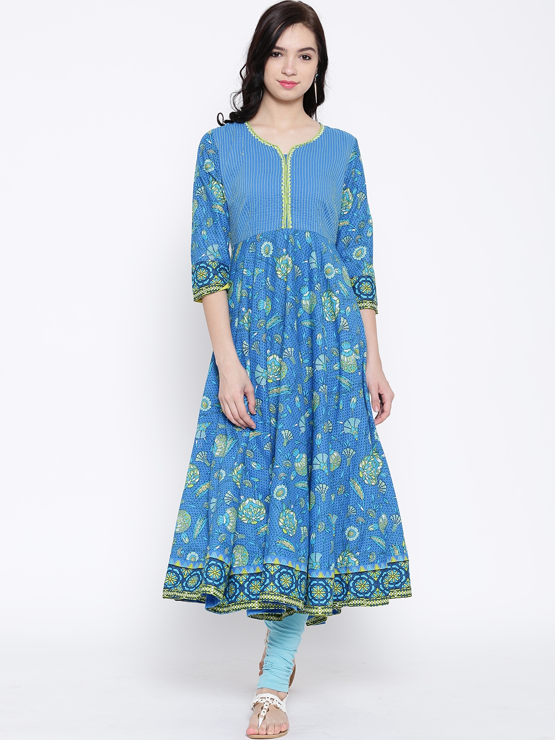 Buy BIBA Blue Printed Anarkali Kurta - Kurtas for Women 1328544 | Myntra