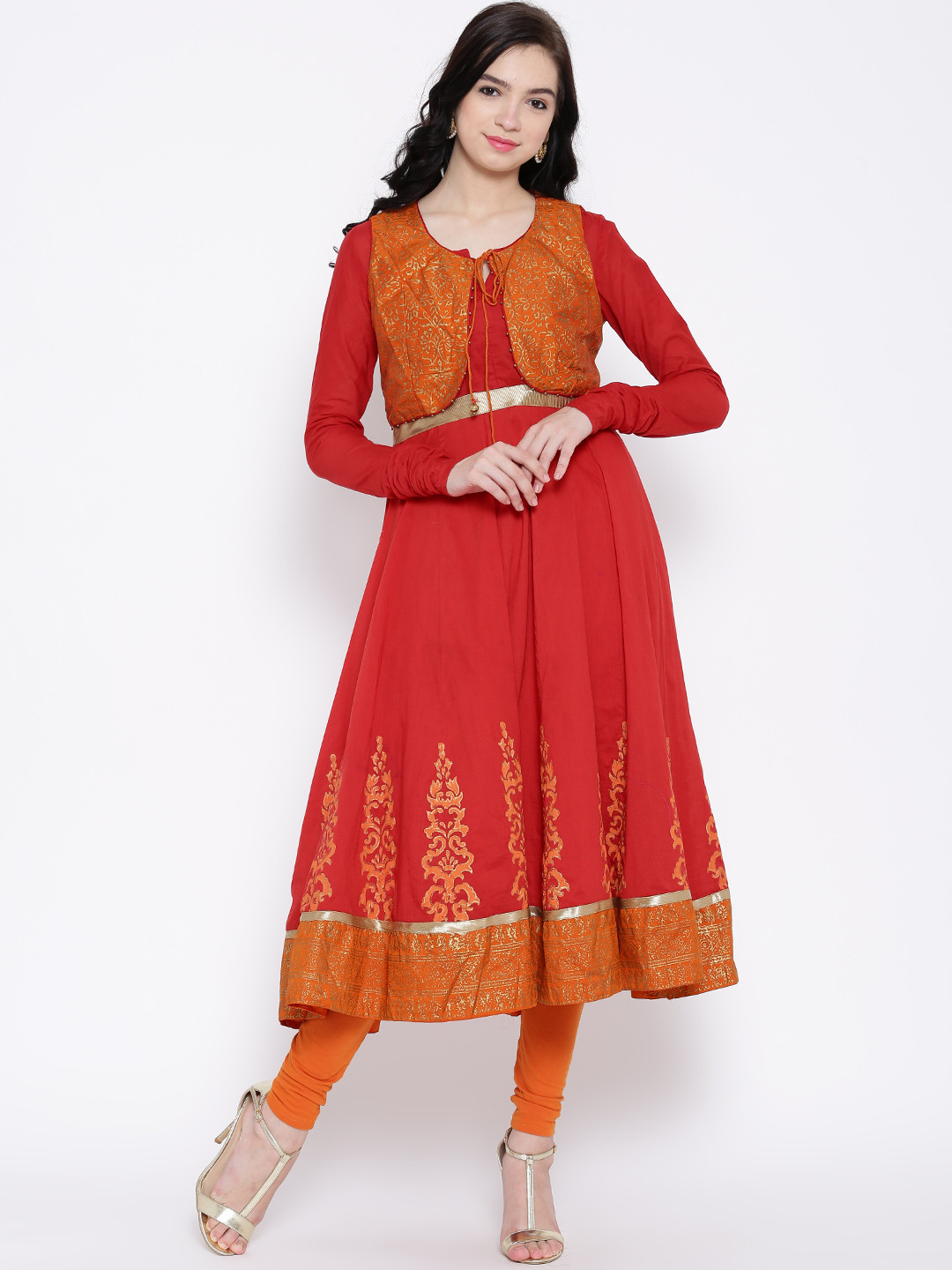 biba red anarkali