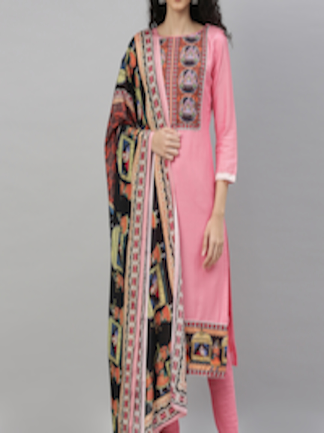 Buy DIVASTRI Pink Pure Cotton Unstitched Dress Material - Dress ...