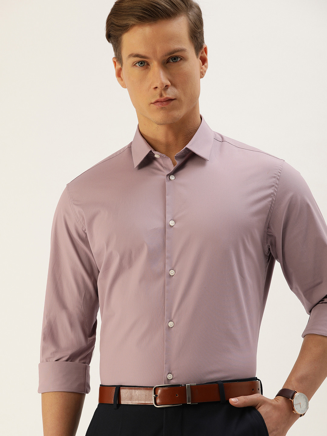Buy SELECTED Men Mauve Slim Fit Solid Formal Shirt Shirts for Men