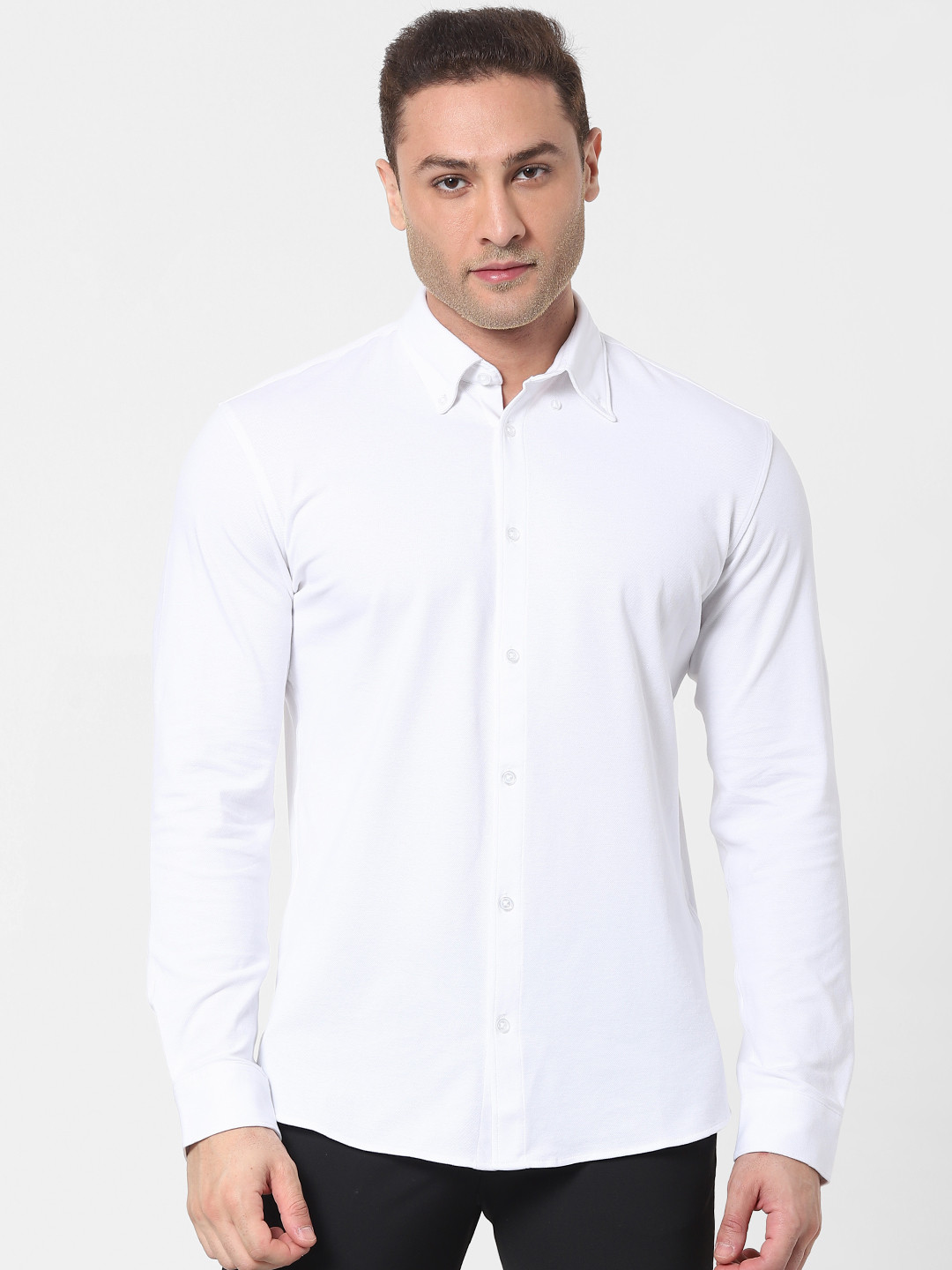 Buy SELECTED Men White Solid Organic Cotton Slim Fit Casual Shirt