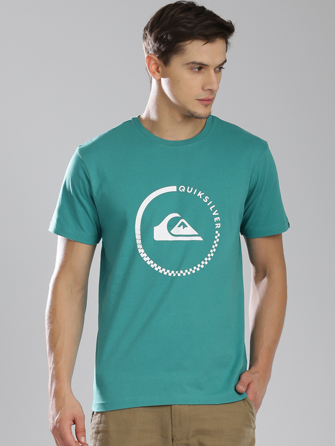 Buy Quiksilver Teal Green Printed Pure Cotton T Shirt Tshirts for Men