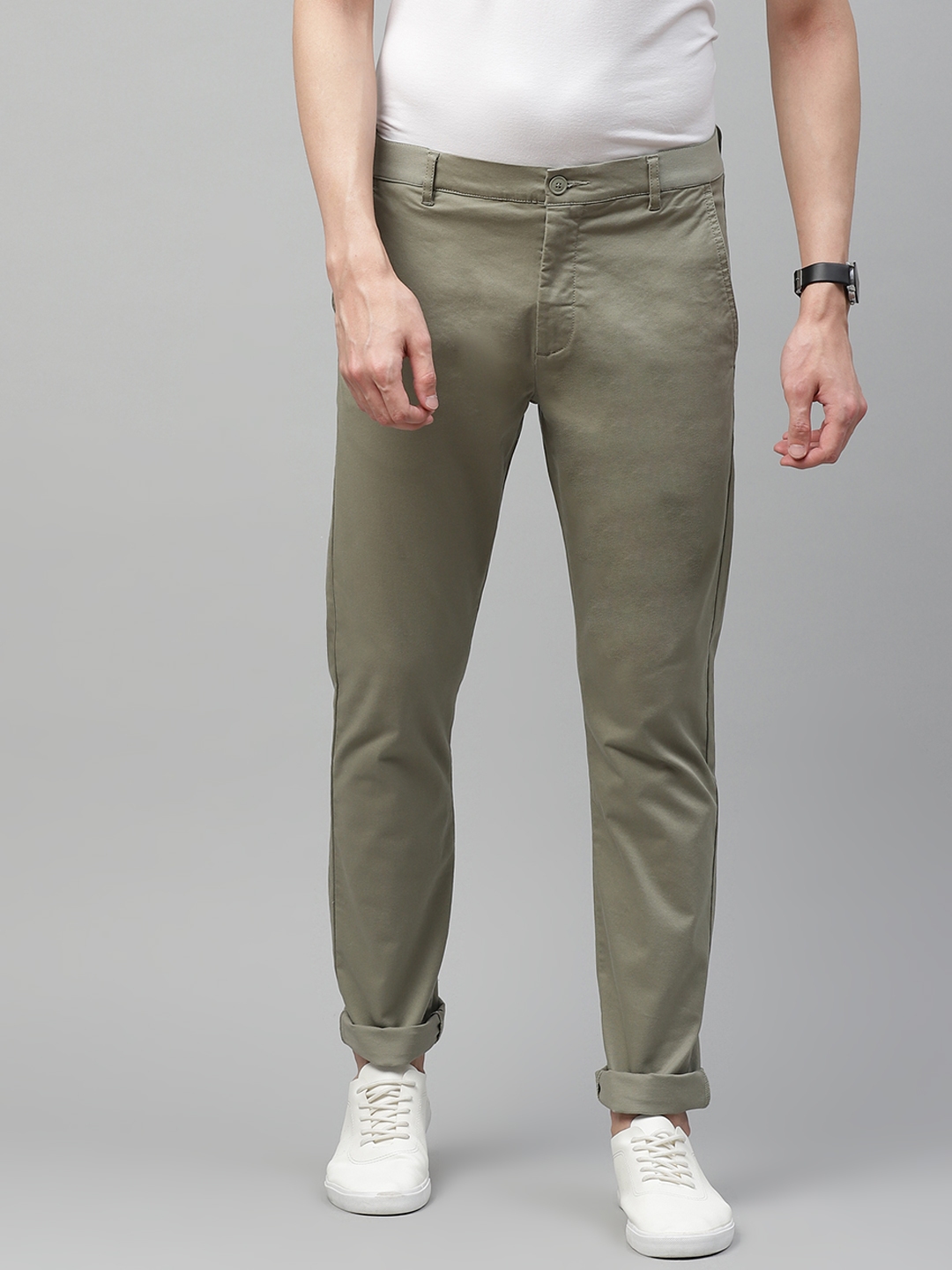 Buy Levis Men Green Solid Tapered Fit Sustainable Chinos Trousers ...
