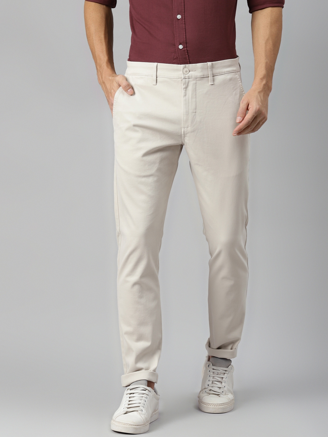 Buy Levis Men Beige Tapered Fit Chinos Trousers - Trousers for Men ...