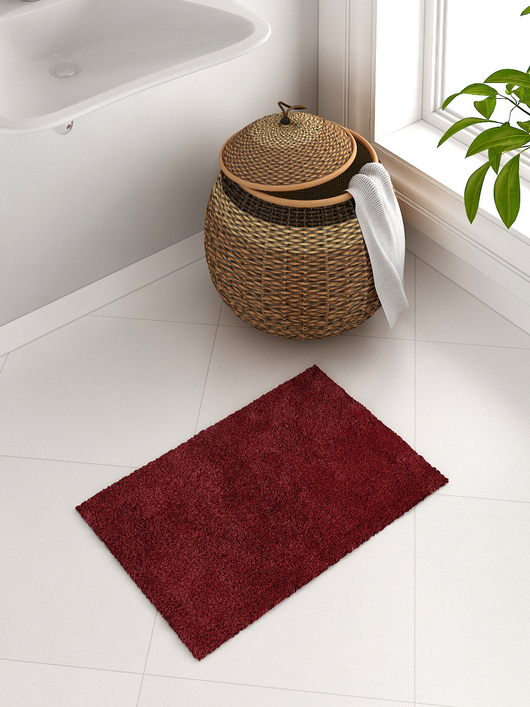 Buy SPACES Exotica Grand Maroon Drylon Rectangular Bath Rug Bath Rugs