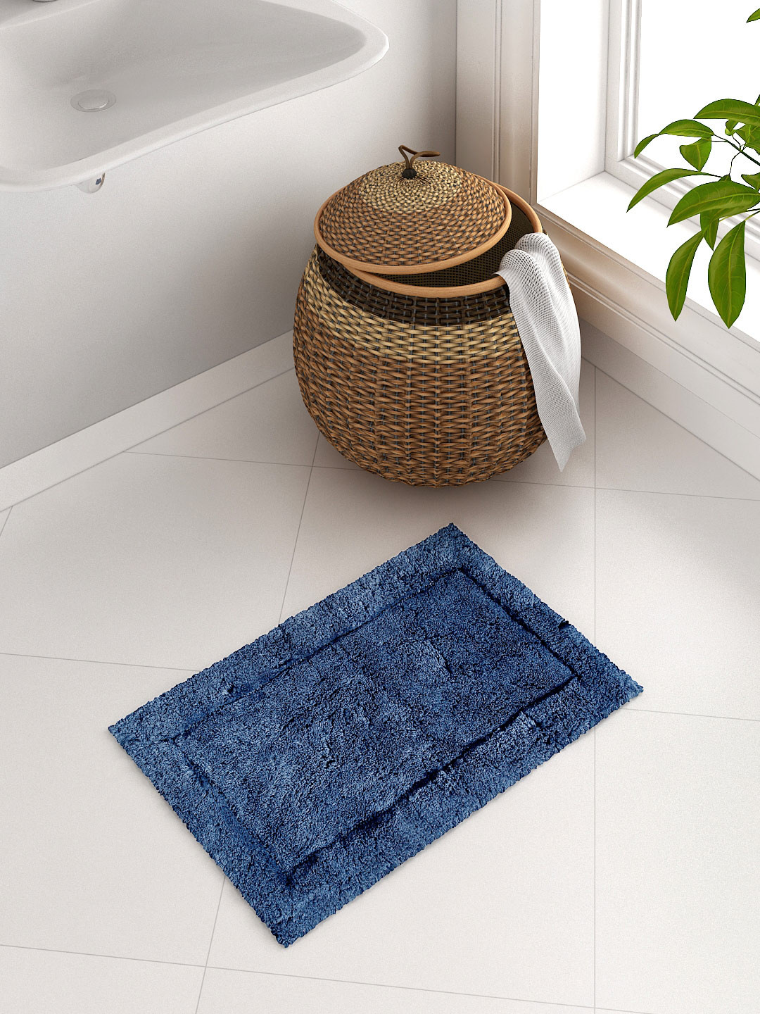 Buy SPACES Teal Blue Hygro Cotton Rectangular Bath Rug Bath Rugs for