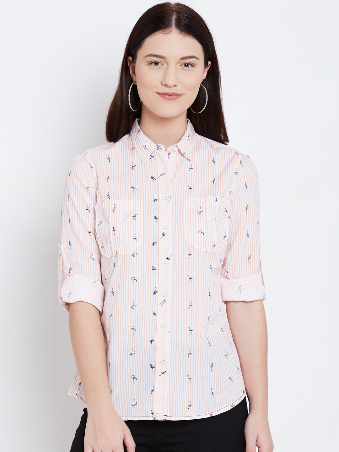 Buy Will Lifestyle Peach Coloured Striped Casual Shirt - Shirts for ...