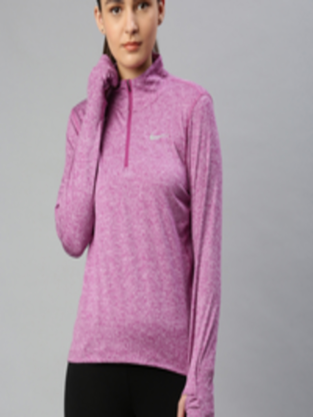 Buy Nike Women Pink Standard Fit Solid ELEMENT HZ Dri FIT High Neck ...