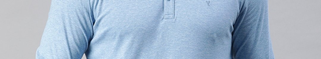 Buy V Dot Men Blue Solid Henley Neck Pure Cotton T Shirt - Tshirts for ...