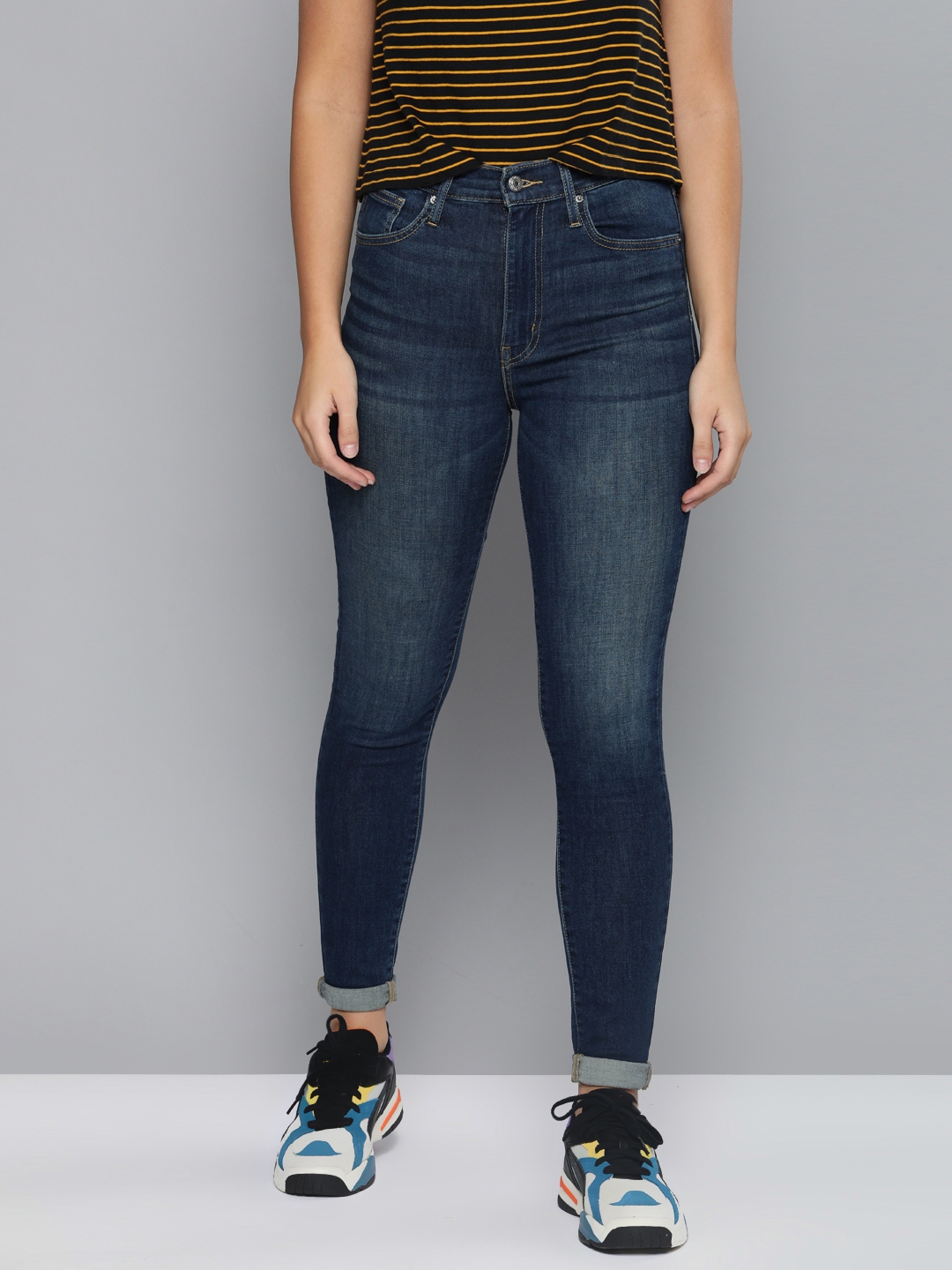 Buy Levis Women Blue Super Skinny Fit High Rise Clean Look Stretchable ...