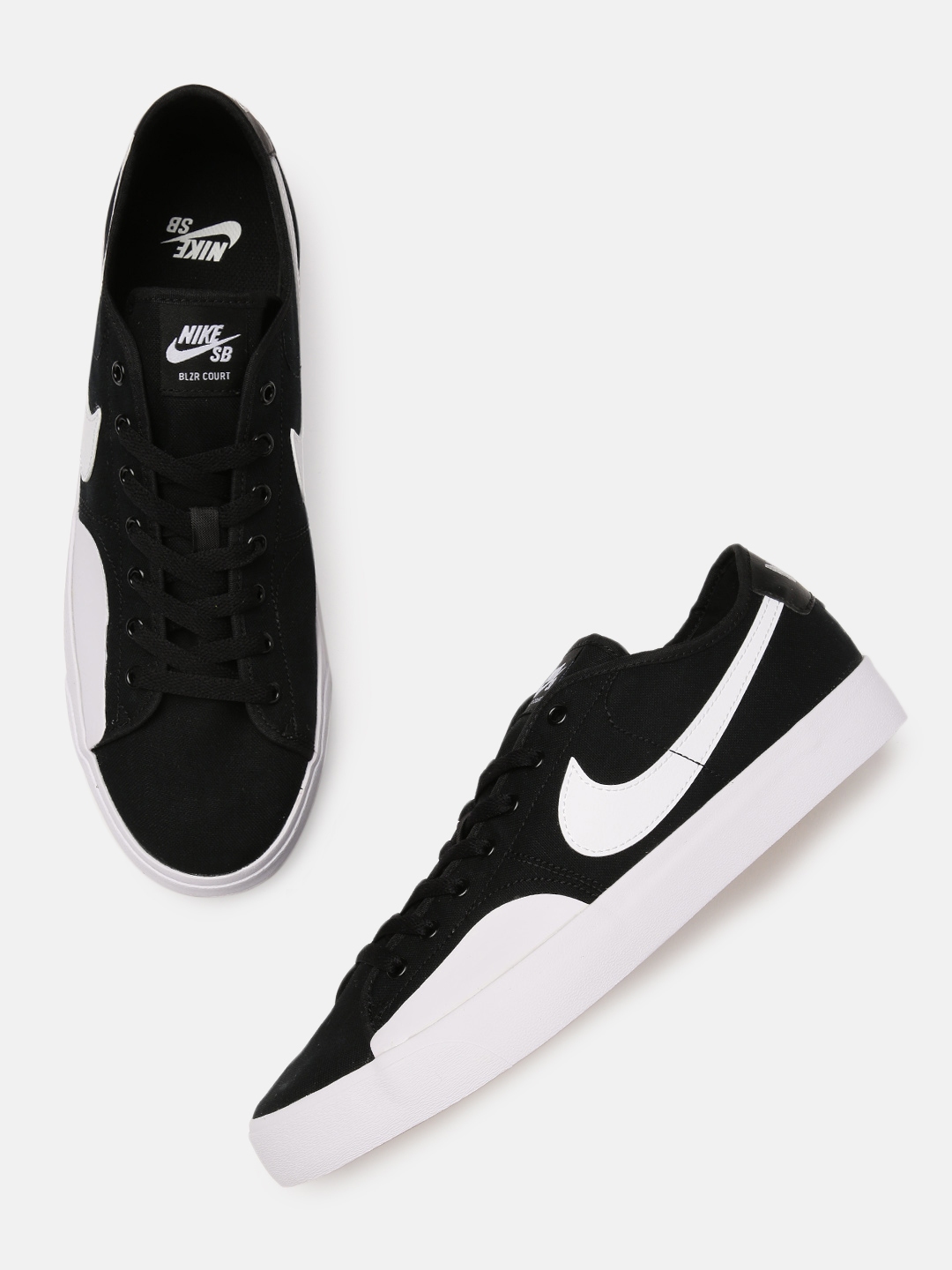 Buy Nike Unisex Black White Solid SB Blazer Court Skate Shoes