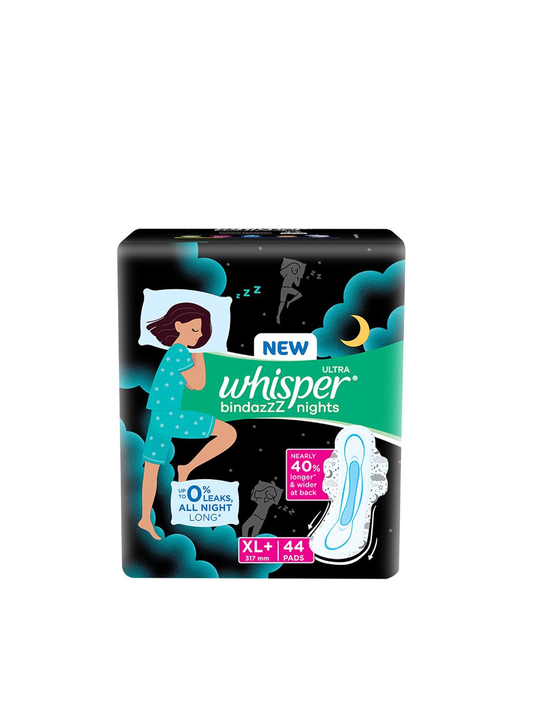 Buy Whisper Ultra Bindazz Nights XL+ Sanitary Pads 44 Pads - Sanitary ...