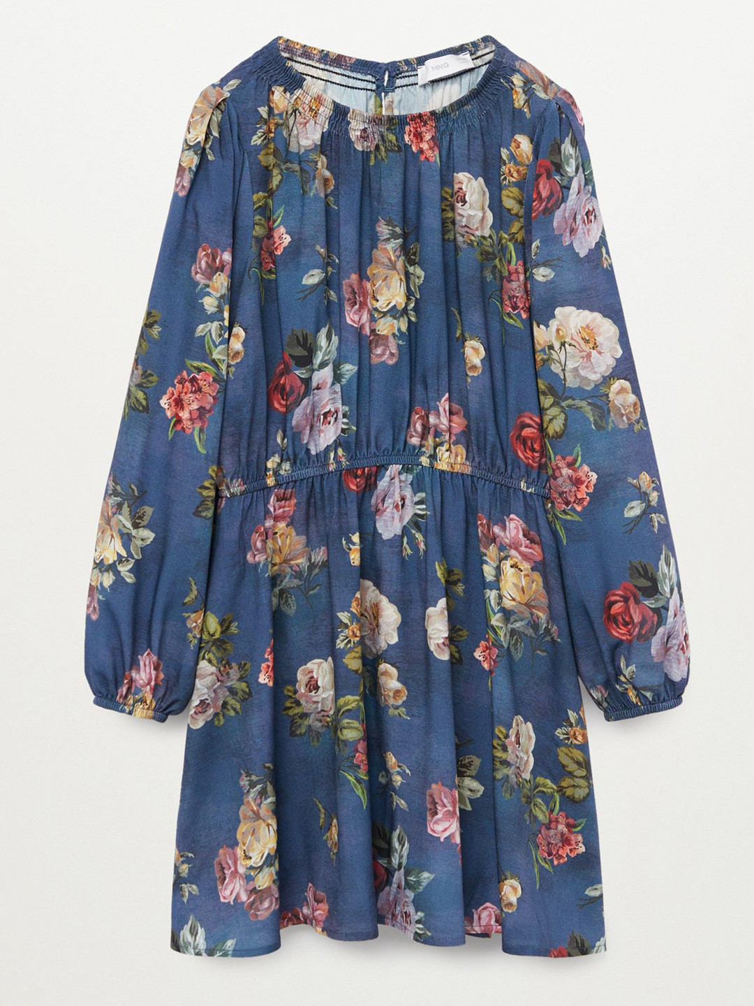 Buy Mango Kids Girls Teal Blue & Pink Floral Print Sustainable A Line Dress Dresses for Girls