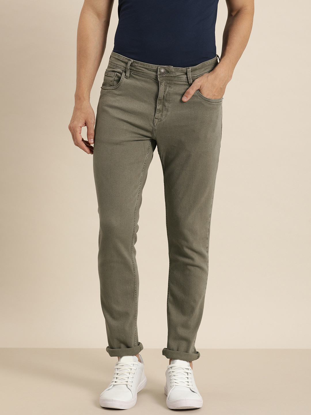 Buy INVICTUS Men Olive Green Slim Fit Stretchable Jeans Jeans for Men