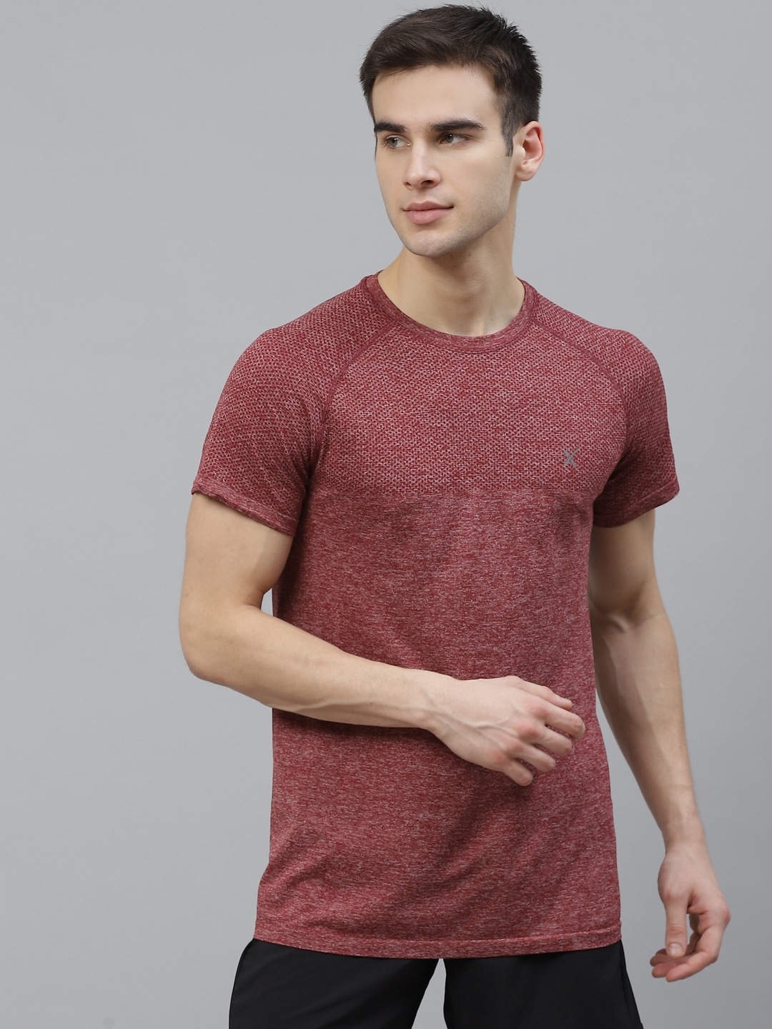 maroon melange t shirt