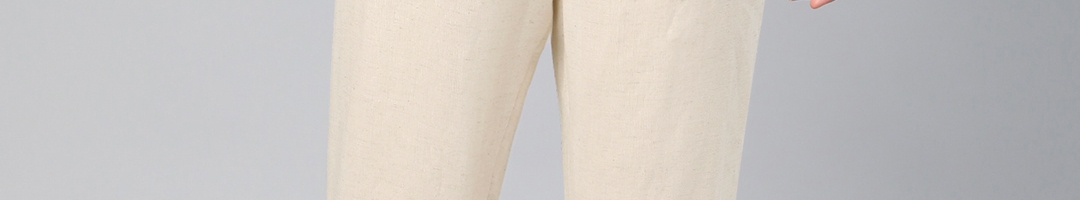 Buy Global Desi Women Off White Regular Fit Solid Regular Trousers ...