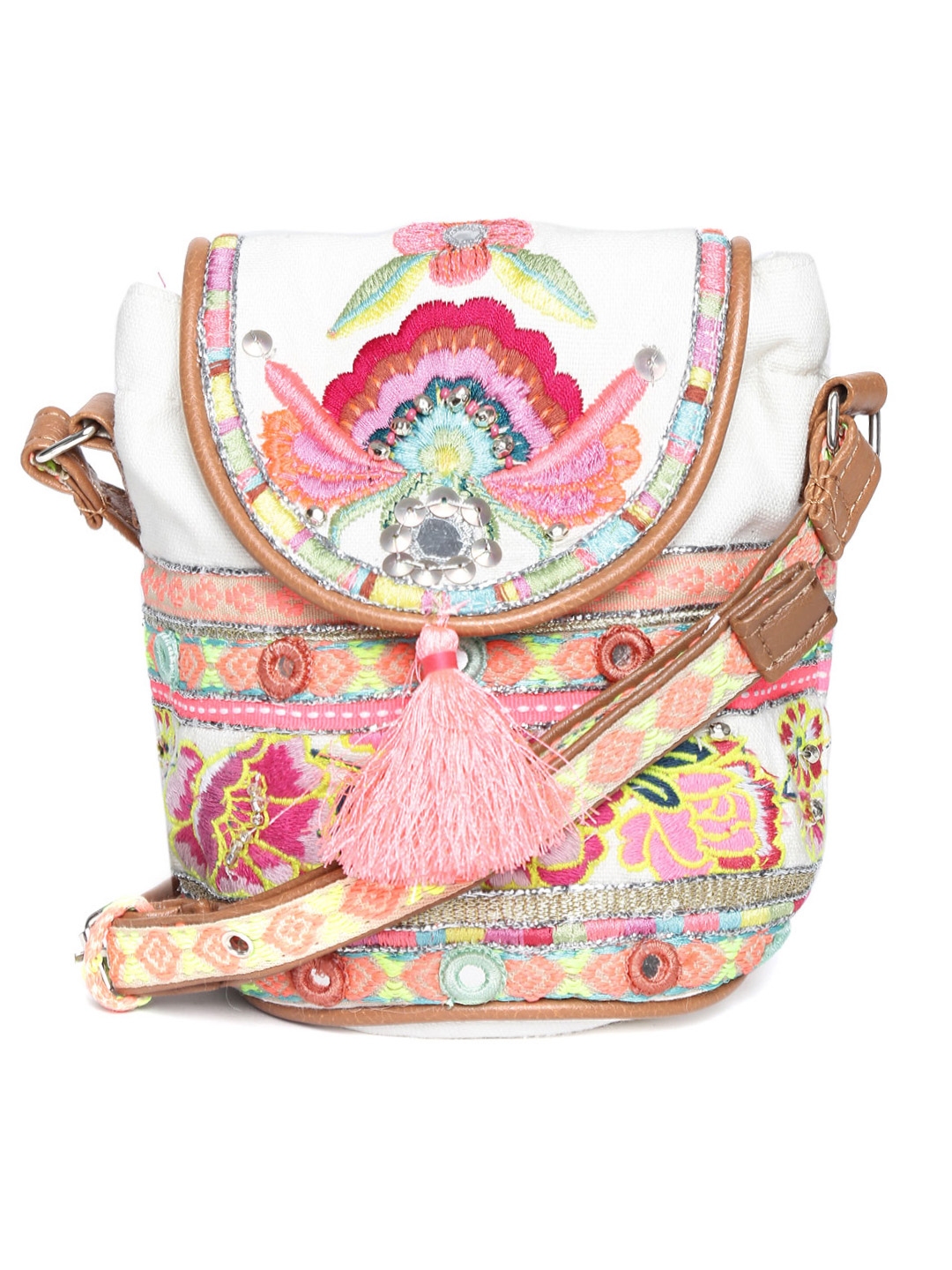 embroidered sling bag