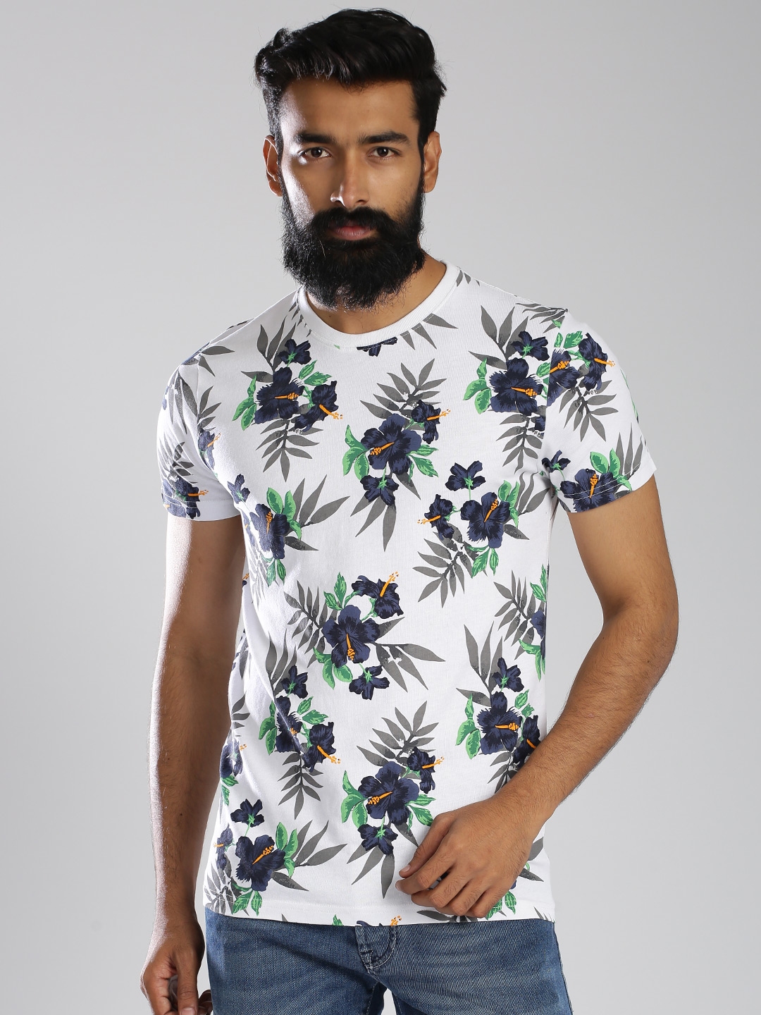 Buy Superdry White Floral Print Pure Cotton T Shirt - Tshirts for Men ...